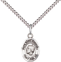 [9352SS/18S] Sterling Silver Pope St Eugene I Pendant on a 18 inch Light Rhodium Light Curb chain