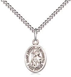 [9353SS/18S] Sterling Silver Saint Adrian of Nicomedia Pendant on a 18 inch Light Rhodium Light Curb chain