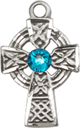 [4133SS-STN12] Sterling Silver Celtic Cross Medal with a 3mm Zircon Swarovski stone