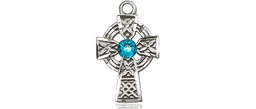 [4133SS-STN12] Sterling Silver Celtic Cross Medal with a 3mm Zircon Swarovski stone