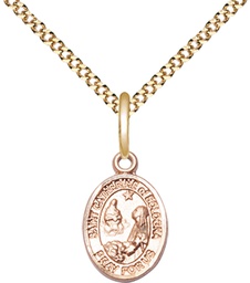 [9354GF/18G] 14kt Gold Filled Saint Catherine of Bologna Pendant on a 18 inch Gold Plate Light Curb chain