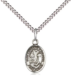 [9354SS/18S] Sterling Silver Saint Catherine of Bologna Pendant on a 18 inch Light Rhodium Light Curb chain