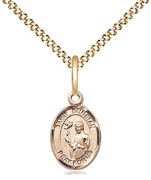[9355GF/18G] 14kt Gold Filled Saint Dunstan Pendant on a 18 inch Gold Plate Light Curb chain
