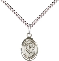 [9355SS/18S] Sterling Silver Saint Dunstan Pendant on a 18 inch Light Rhodium Light Curb chain