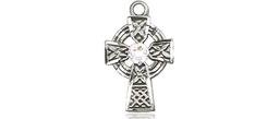 [4133SS-STN4] Sterling Silver Celtic Cross Medal with a 3mm Crystal Swarovski stone