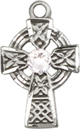[4133SS-STN4] Sterling Silver Celtic Cross Medal with a 3mm Crystal Swarovski stone