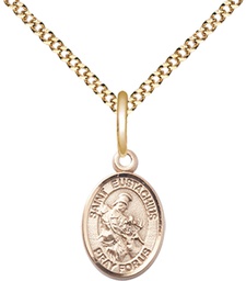 [9356GF/18G] 14kt Gold Filled Saint Eustachius Pendant on a 18 inch Gold Plate Light Curb chain