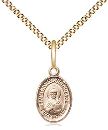 [9358GF/18G] 14kt Gold Filled Saint John Licci Pendant on a 18 inch Gold Plate Light Curb chain