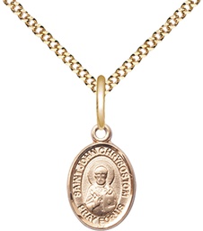 [9358GF/18G] 14kt Gold Filled Saint John Licci Pendant on a 18 inch Gold Plate Light Curb chain