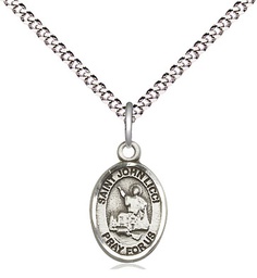 [9358SS/18S] Sterling Silver Saint John Licci Pendant on a 18 inch Light Rhodium Light Curb chain