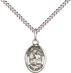 [9358SS/18S] Sterling Silver Saint John Licci Pendant on a 18 inch Light Rhodium Light Curb chain