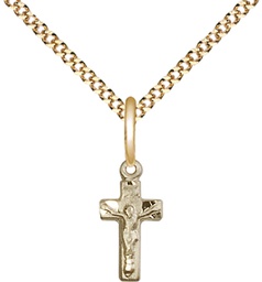 [4134GF/18G] 14kt Gold Filled Crucifix Pendant on a 18 inch Gold Plate Light Curb chain