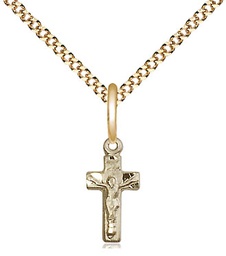 [4134GF/18G] 14kt Gold Filled Crucifix Pendant on a 18 inch Gold Plate Light Curb chain