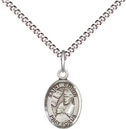 [9361SS/18S] Sterling Silver Saint Edwin Pendant on a 18 inch Light Rhodium Light Curb chain