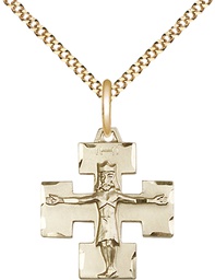 [4135GF/18G] 14kt Gold Filled Modern Crucifix Pendant on a 18 inch Gold Plate Light Curb chain