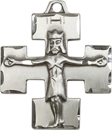 [4135SS] Sterling Silver Modern Crucifix Medal