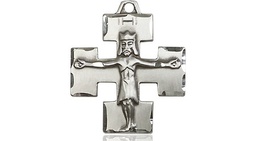 [4135SS] Sterling Silver Modern Crucifix Medal