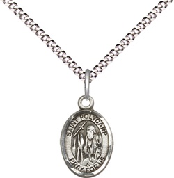 [9363SS/18S] Sterling Silver Saint Polycarp of Smyrna Pendant on a 18 inch Light Rhodium Light Curb chain