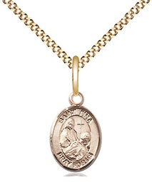 [9364GF/18G] 14kt Gold Filled Saint Fina Pendant on a 18 inch Gold Plate Light Curb chain