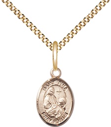 [9364GF/18G] 14kt Gold Filled Saint Fina Pendant on a 18 inch Gold Plate Light Curb chain