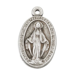 [HI-1160-17] 13/16&quot; Miraculous Medal In Antiqued Silver Finish