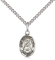 [9365SS/18S] Sterling Silver Saint Frances of Rome Pendant on a 18 inch Light Rhodium Light Curb chain