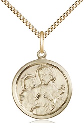 [4140GF/18G] 14kt Gold Filled Saint Joseph Pendant on a 18 inch Gold Plate Light Curb chain