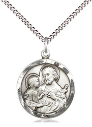 [4140SS/18S] Sterling Silver Saint Joseph Pendant on a 18 inch Light Rhodium Light Curb chain