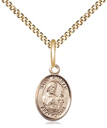 [9367GF/18G] 14kt Gold Filled Saint Kieran Pendant on a 18 inch Gold Plate Light Curb chain