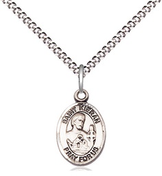 [9367SS/18S] Sterling Silver Saint Kieran Pendant on a 18 inch Light Rhodium Light Curb chain