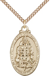 [4143GF/24GF] 14kt Gold Filled Jewish Protection Pendant on a 24 inch Gold Filled Heavy Curb chain