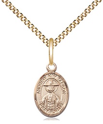 [9373GF/18G] 14kt Gold Filled Saint Andrew Kim Taegon Pendant on a 18 inch Gold Plate Light Curb chain