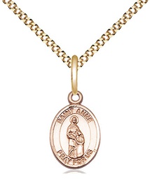 [9374GF/18G] 14kt Gold Filled Saint Anne Pendant on a 18 inch Gold Plate Light Curb chain