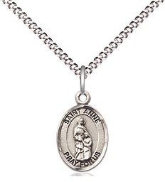 [9374SS/18S] Sterling Silver Saint Anne Pendant on a 18 inch Light Rhodium Light Curb chain