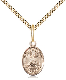 [9376GF/18G] 14kt Gold Filled Saint Honorius of Amiens Pendant on a 18 inch Gold Plate Light Curb chain