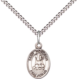 [9376SS/18S] Sterling Silver Saint Honorius Pendant on a 18 inch Light Rhodium Light Curb chain