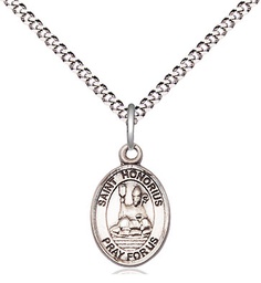 [9376SS/18S] Sterling Silver Saint Honorius Pendant on a 18 inch Light Rhodium Light Curb chain