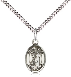 [9377SS/18S] Sterling Silver Saint Rocco Pendant on a 18 inch Light Rhodium Light Curb chain