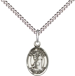 [9377SS/18S] Sterling Silver Saint Rocco Pendant on a 18 inch Light Rhodium Light Curb chain
