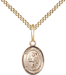 [9378GF/18G] 14kt Gold Filled Saint Uriel the Archangel Pendant on a 18 inch Gold Plate Light Curb chain