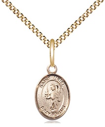 [9378GF/18G] 14kt Gold Filled Saint Uriel the Archangel Pendant on a 18 inch Gold Plate Light Curb chain