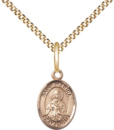 [9379GF/18G] 14kt Gold Filled Saint Marina Pendant on a 18 inch Gold Plate Light Curb chain
