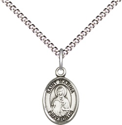 [9379SS/18S] Sterling Silver Saint Marina Pendant on a 18 inch Light Rhodium Light Curb chain