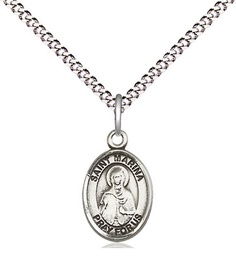 [9379SS/18S] Sterling Silver Saint Marina Pendant on a 18 inch Light Rhodium Light Curb chain