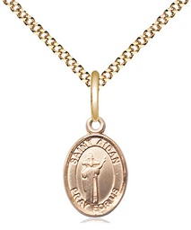 [9381GF/18G] 14kt Gold Filled Saint Aidan of Lindesfarne Pendant on a 18 inch Gold Plate Light Curb chain