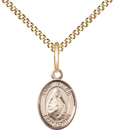 [9382GF/18G] 14kt Gold Filled Saint Theodora Pendant on a 18 inch Gold Plate Light Curb chain