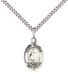 [9382SS/18S] Sterling Silver Saint Theodora Pendant on a 18 inch Light Rhodium Light Curb chain