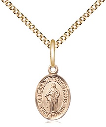 [9383GF/18G] 14kt Gold Filled Our Lady the Undoer of Knots Pendant on a 18 inch Gold Plate Light Curb chain