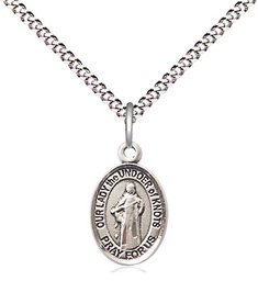 [9383SS/18S] Sterling Silver Our Lady of Knots Pendant on a 18 inch Light Rhodium Light Curb chain