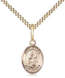 [9386GF/18G] 14kt Gold Filled Saint Drogo Pendant on a 18 inch Gold Plate Light Curb chain